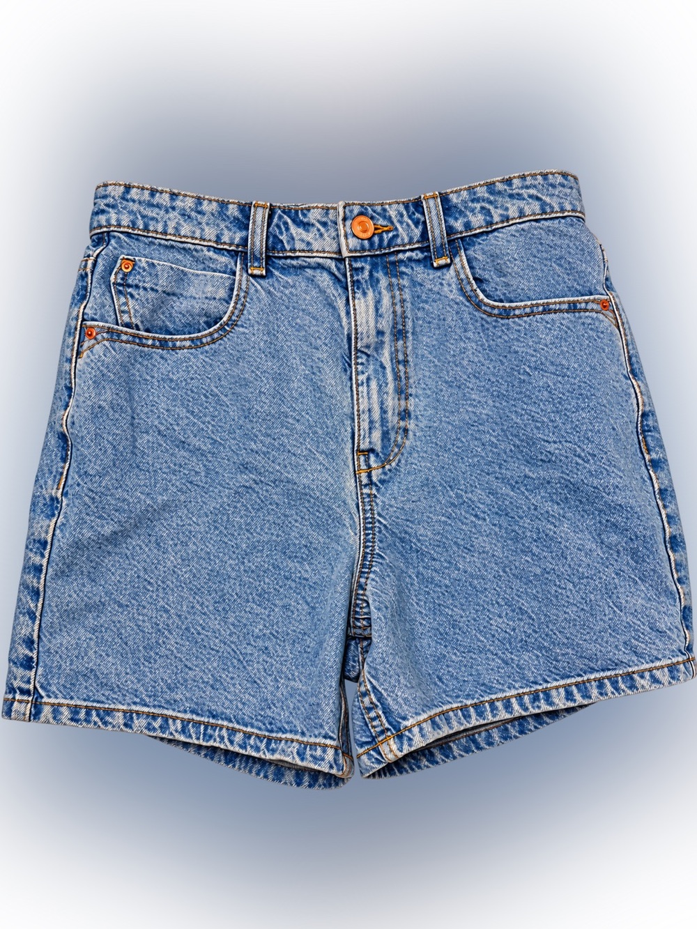 Zara Light Blue High-Rise Denim Shorts